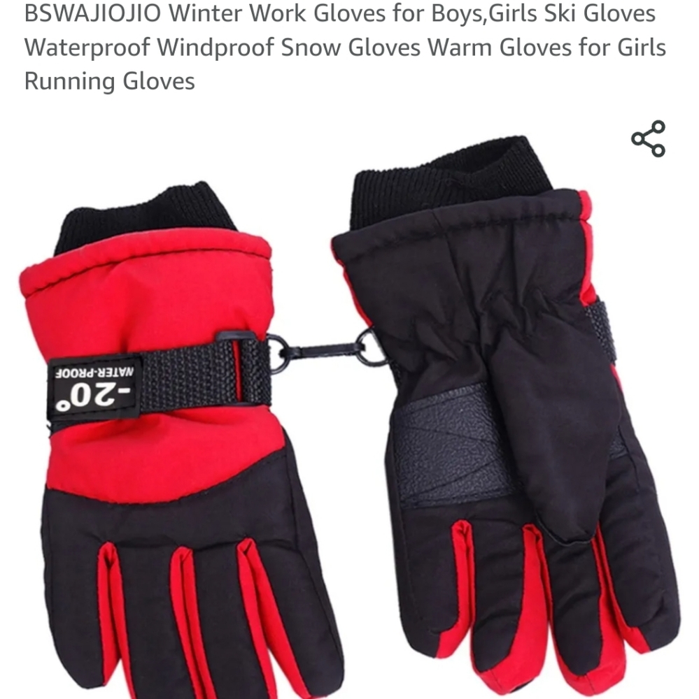 Winter work gloves  for Boys red and black up to -20° waterproof,  windp…